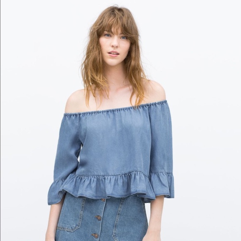 Denim Off the Shoulder Top
